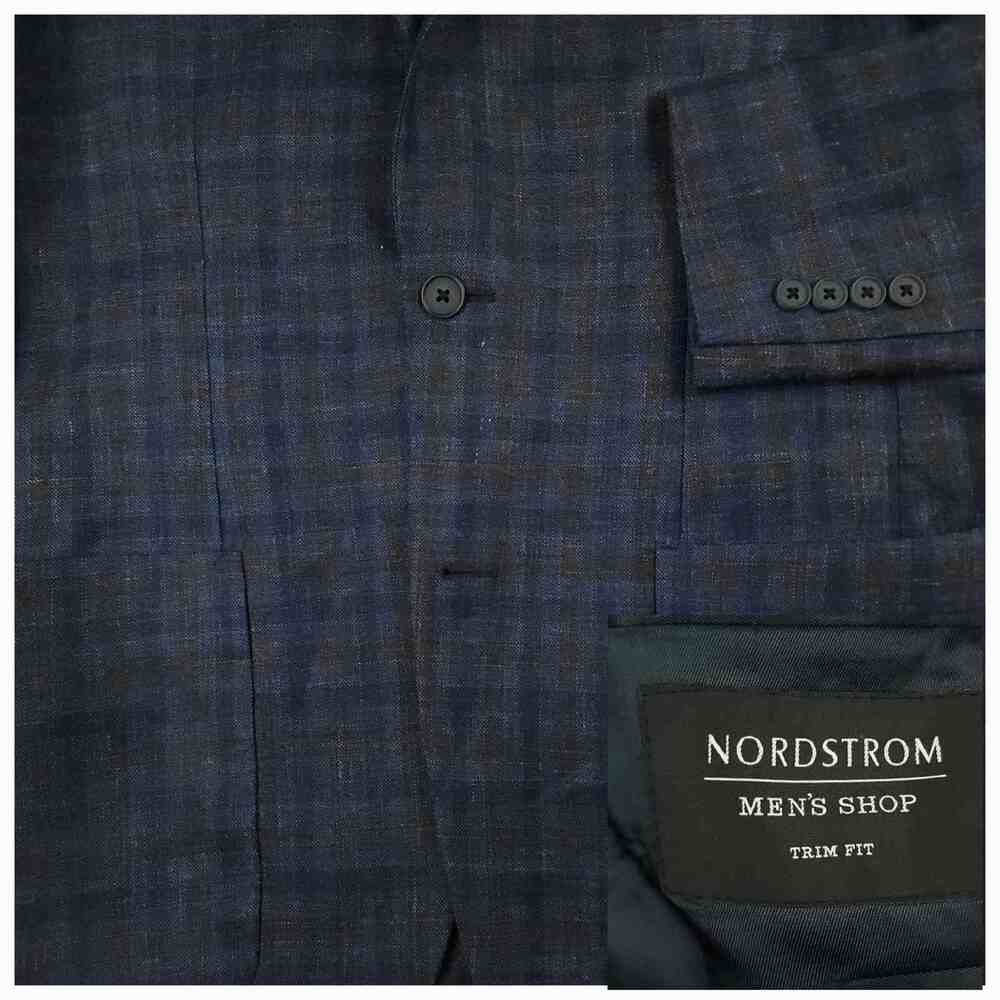 Mens Unstructured Hopsack Blazer Sport Coat 38R Patch Pocket Wool Silk Linen